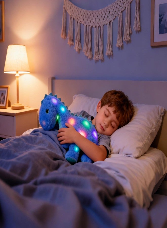 Hopearl LED Musical Stuffed Dinosaur Lighting Up Singing Diplodocus Soft Plush Toy with Long Neck Adjustable Volume Lullaby Animated Soothe Gifts for Kids Toddlers, Blue, 16'' - Image 2